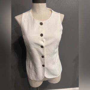 J. Crew Cream Sleeveless Button-Front Linen Top
